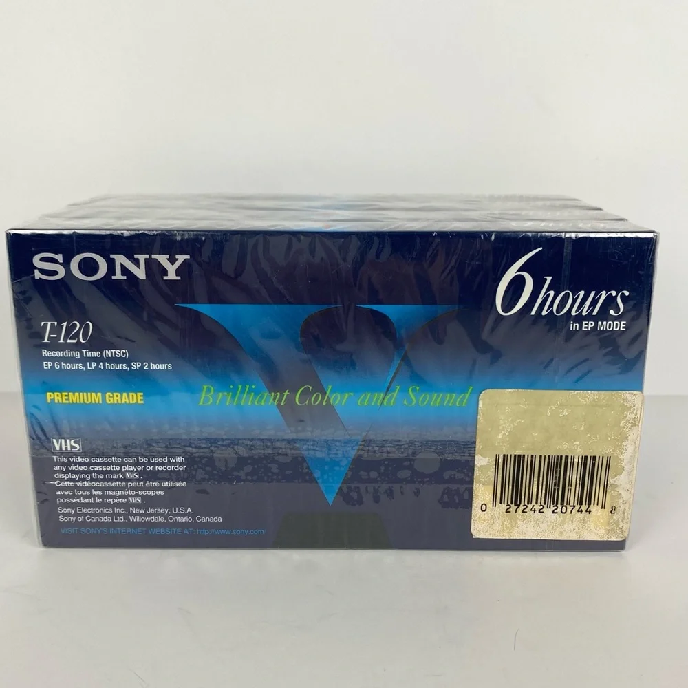 Lot of 4 Sony T-120 6hrs Blank VHS Video Tapes Premium Grade